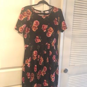 Vintage xl floral roses black Amelia dress LuLaRoe
